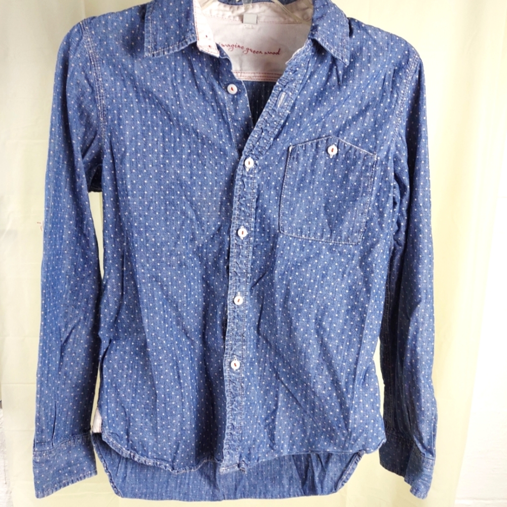Blue Polka Dot Button-Down Shirt
